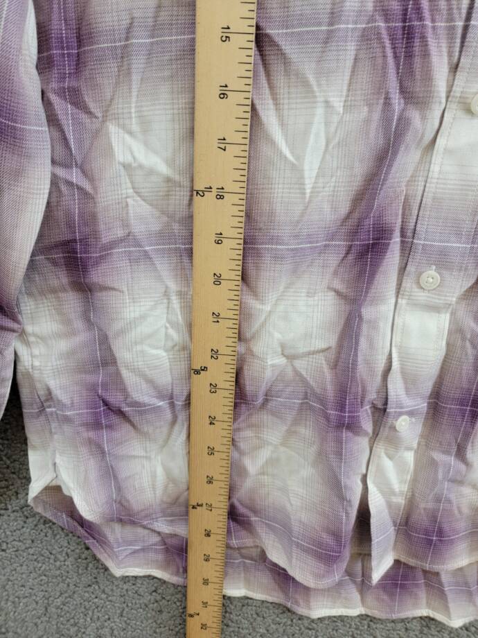 Vince Mirage Plaid Classic Fit Shirt Men's L Purple Front Pockets Button Closure