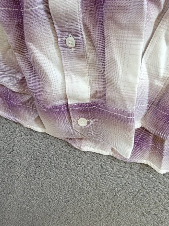 Vince Mirage Plaid Classic Fit Shirt Men's L Purple Front Pockets Button Closure