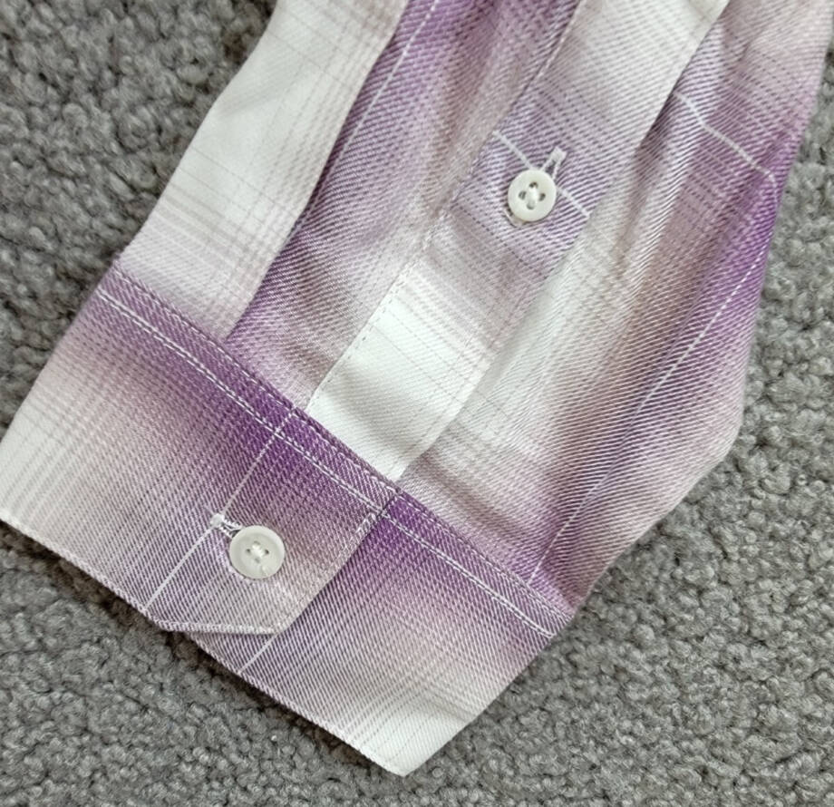 Vince Mirage Plaid Classic Fit Shirt Men's L Purple Front Pockets Button Closure