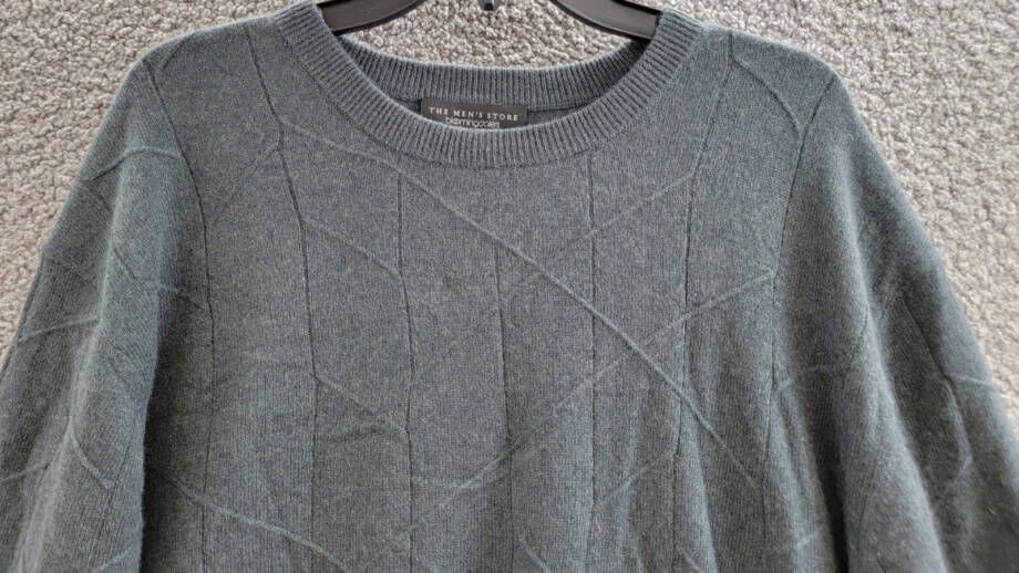 The Men's Store Cashmere Novelty Stitch Crewneck Sweater Men's XXL Slate Green
