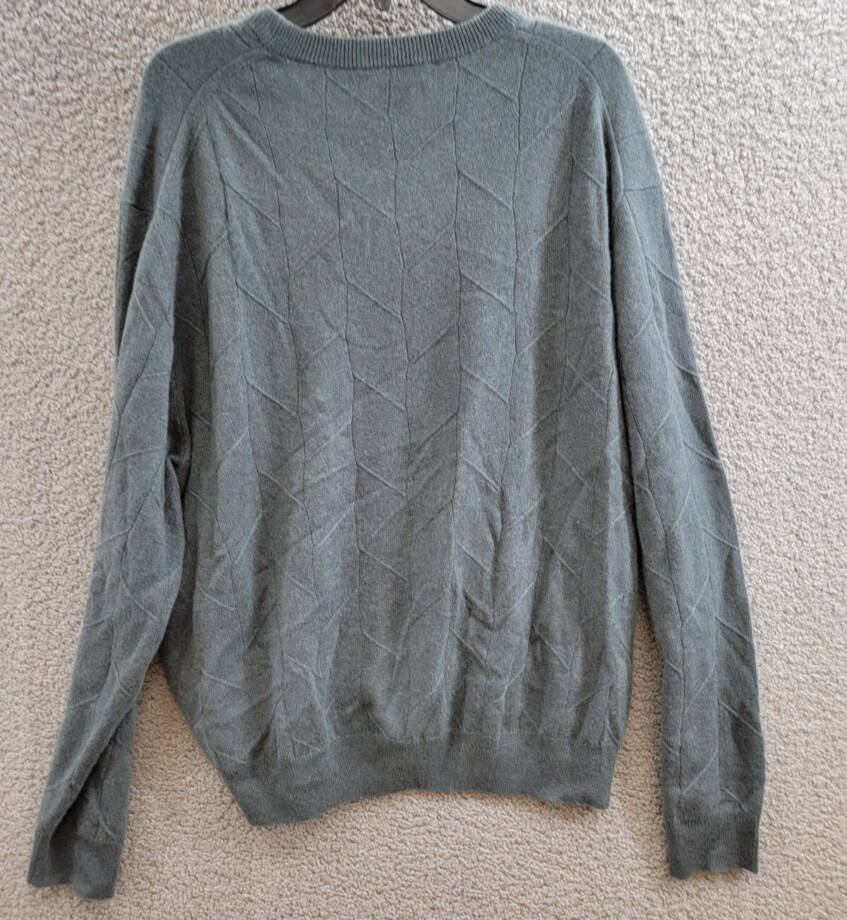 The Men's Store Cashmere Novelty Stitch Crewneck Sweater Men's XXL Slate Green