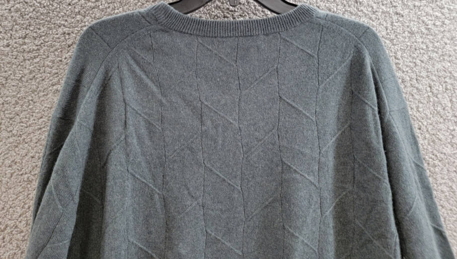 The Men's Store Cashmere Novelty Stitch Crewneck Sweater Men's XXL Slate Green