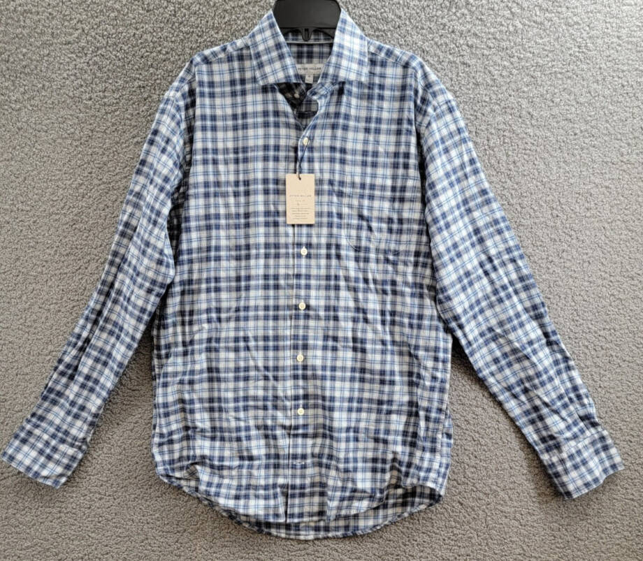 Peter Millar Brooks Summer Soft Sport Shirt Men's M Galaxy Button Closure L/S