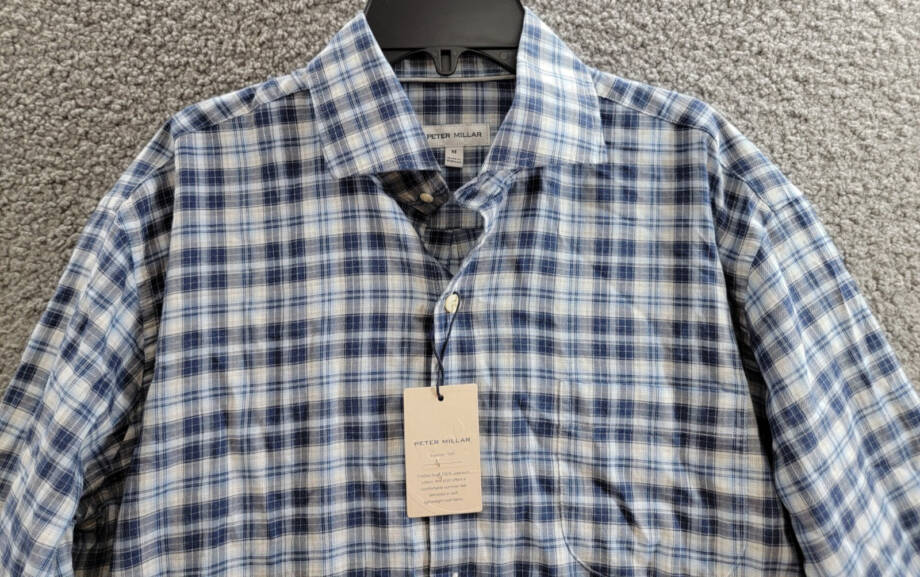 Peter Millar Brooks Summer Soft Sport Shirt Men's M Galaxy Button Closure L/S