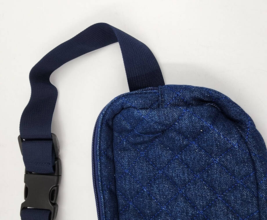 Jenni Quilted Adjustable Fanny Pack Women's S/M Navy Interior Slip Zip Pocket