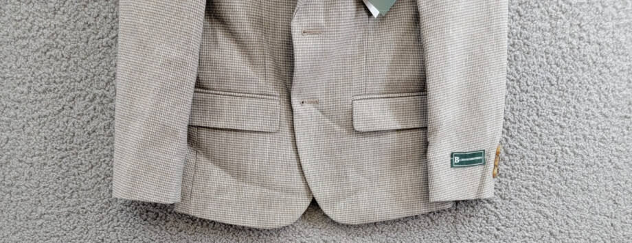 B by Brooks Brothers Classic Stretch Jacket Big Boys 8R Brown/Cream Notch Lapel