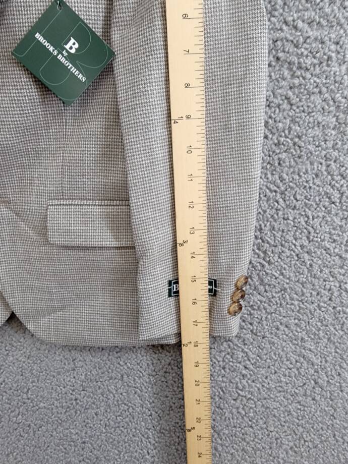 B by Brooks Brothers Classic Stretch Jacket Big Boys 8R Brown/Cream Notch Lapel