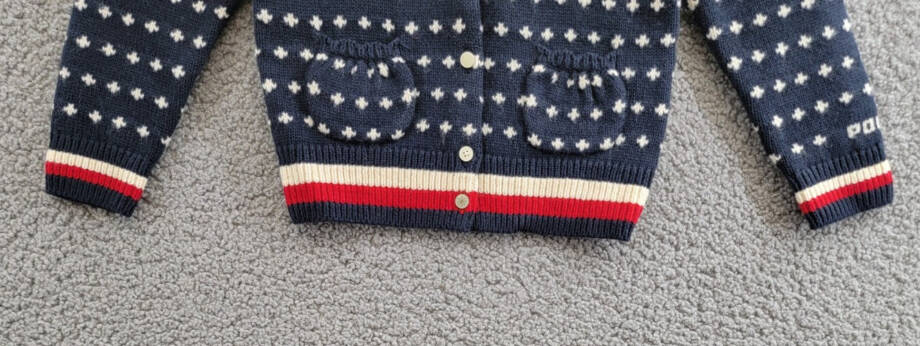 Polo Ralph Lauren Snowflake Cardigan Girls' 2 Navy Multi Crewneck Front Button