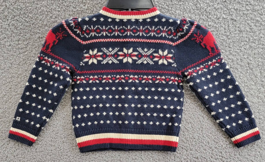 Polo Ralph Lauren Snowflake Cardigan Girls' 2 Navy Multi Crewneck Front Button