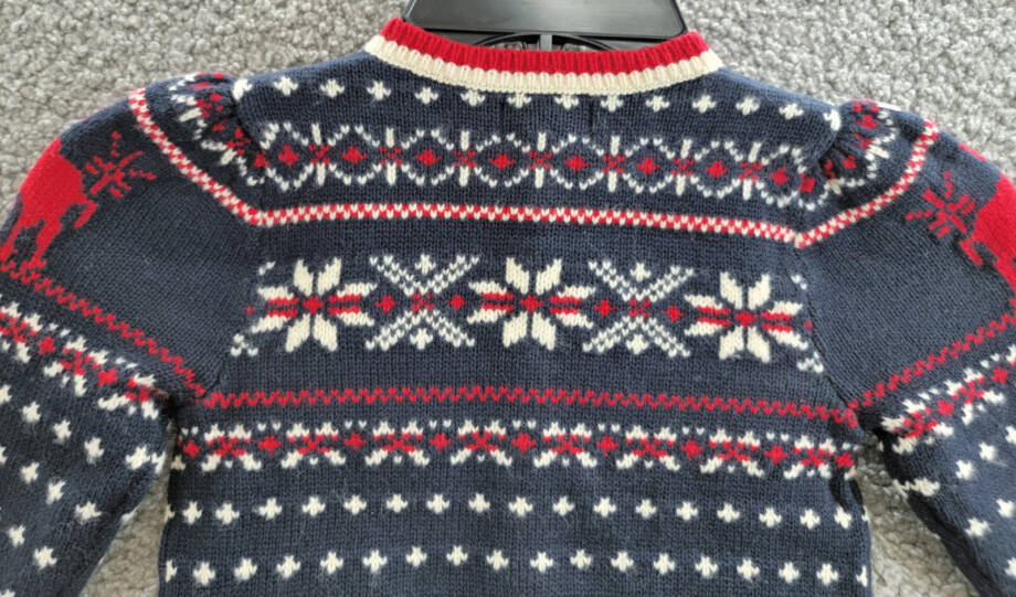Polo Ralph Lauren Snowflake Cardigan Girls' 2 Navy Multi Crewneck Front Button