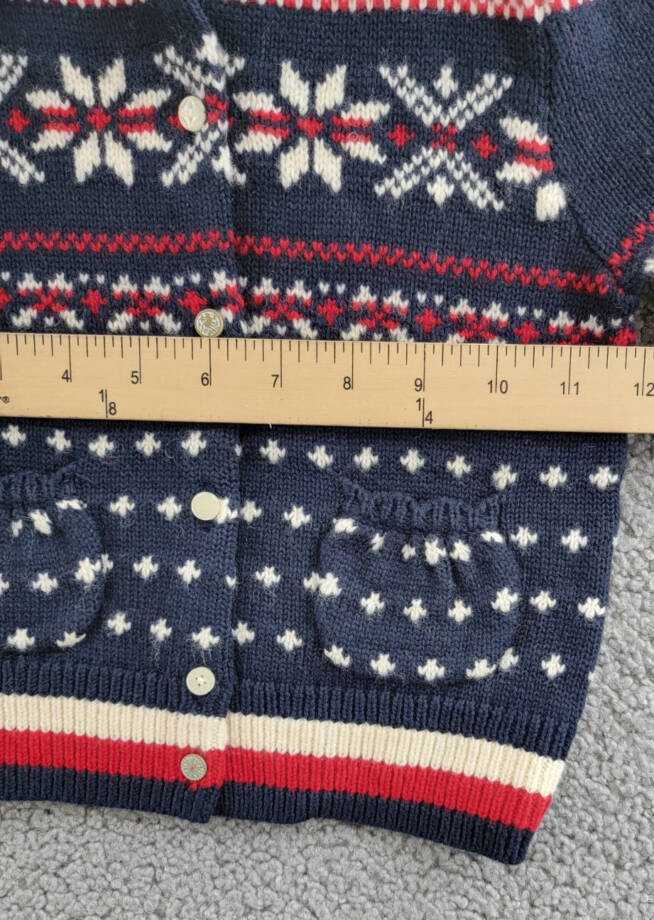 Polo Ralph Lauren Snowflake Cardigan Girls' 2 Navy Multi Crewneck Front Button