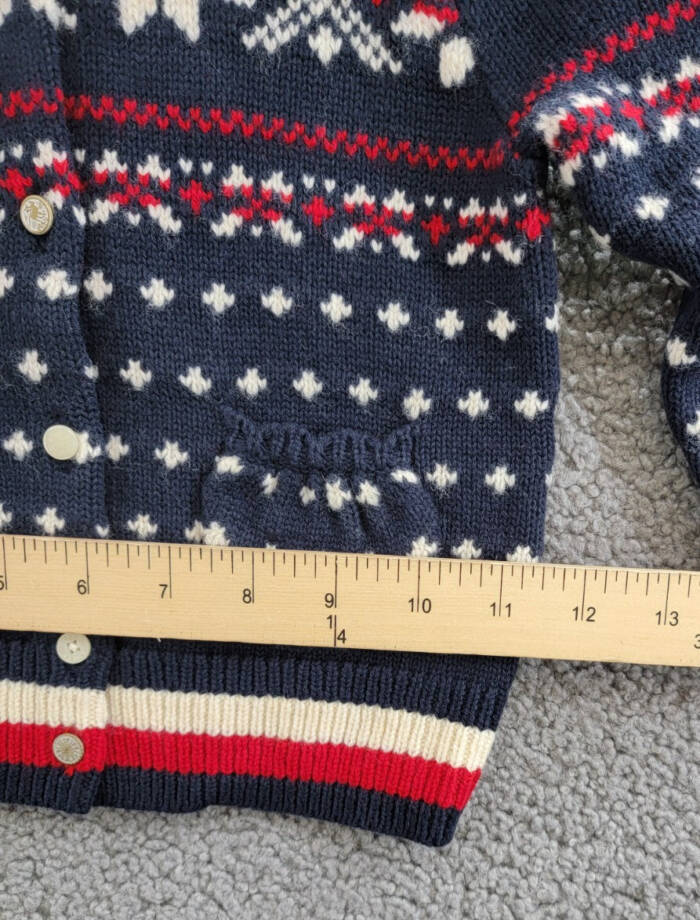 Polo Ralph Lauren Snowflake Cardigan Girls' 2 Navy Multi Crewneck Front Button