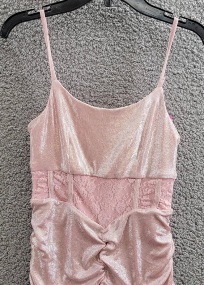 With Jules Sleeveless Lace-Insert Dress Big Girls M Light Pastel Pink Back Zip