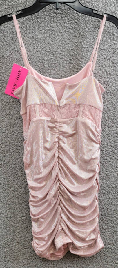 With Jules Sleeveless Lace-Insert Dress Big Girls M Light Pastel Pink Back Zip