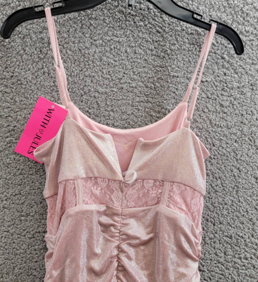 With Jules Sleeveless Lace-Insert Dress Big Girls M Light Pastel Pink Back Zip
