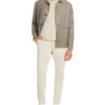 Bloomingdale's Melange Micro Hopsack Chore Jacket Men's 44R Tan Button Closure
