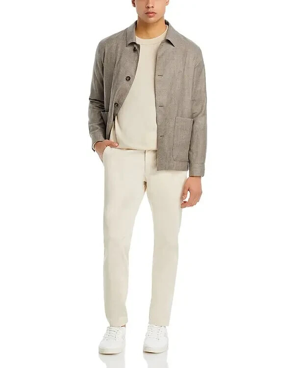 Bloomingdale's Melange Micro Hopsack Chore Jacket Men's 44R Tan Button Closure