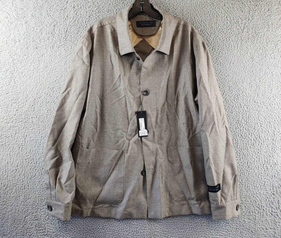Bloomingdale's Melange Micro Hopsack Chore Jacket Men's 44R Tan Button Closure