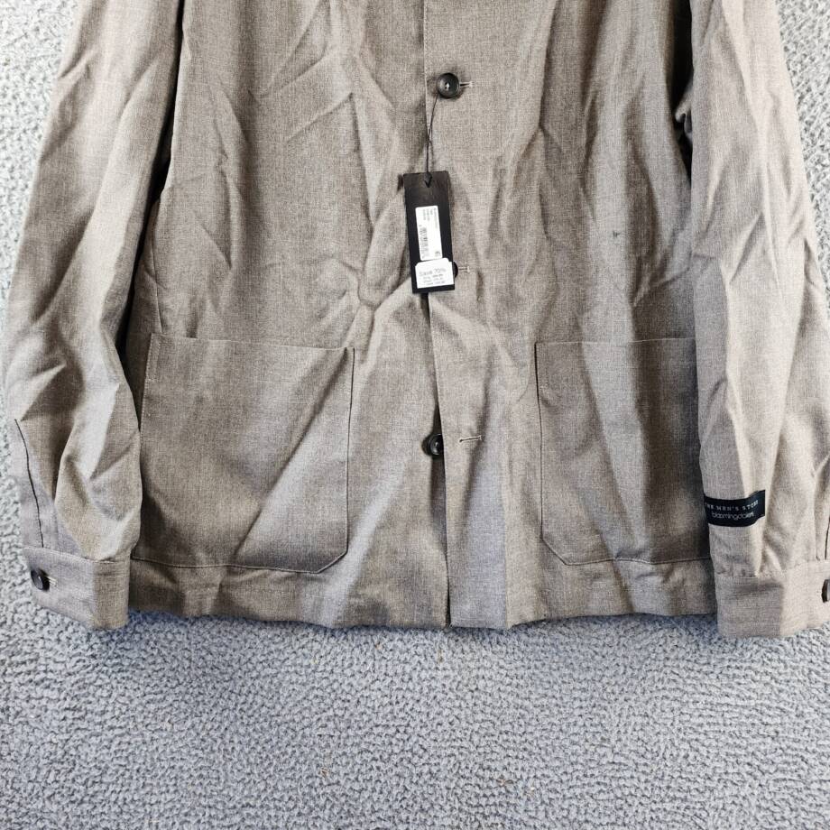 Bloomingdale's Melange Micro Hopsack Chore Jacket Men's 44R Tan Button Closure