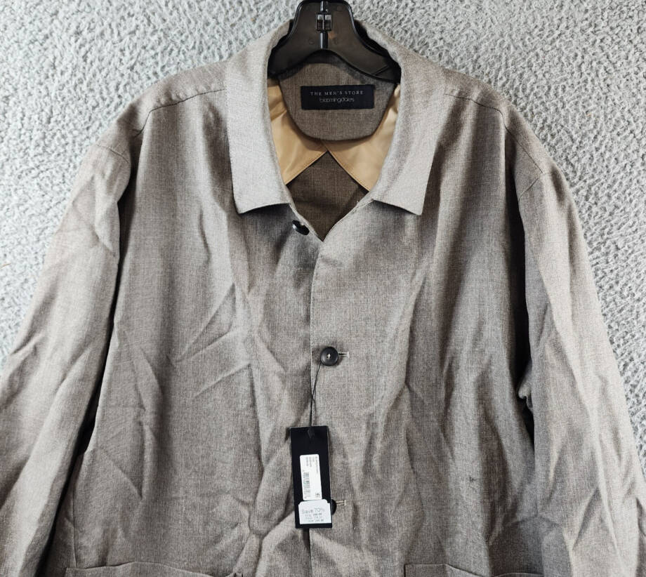 Bloomingdale's Melange Micro Hopsack Chore Jacket Men's 44R Tan Button Closure