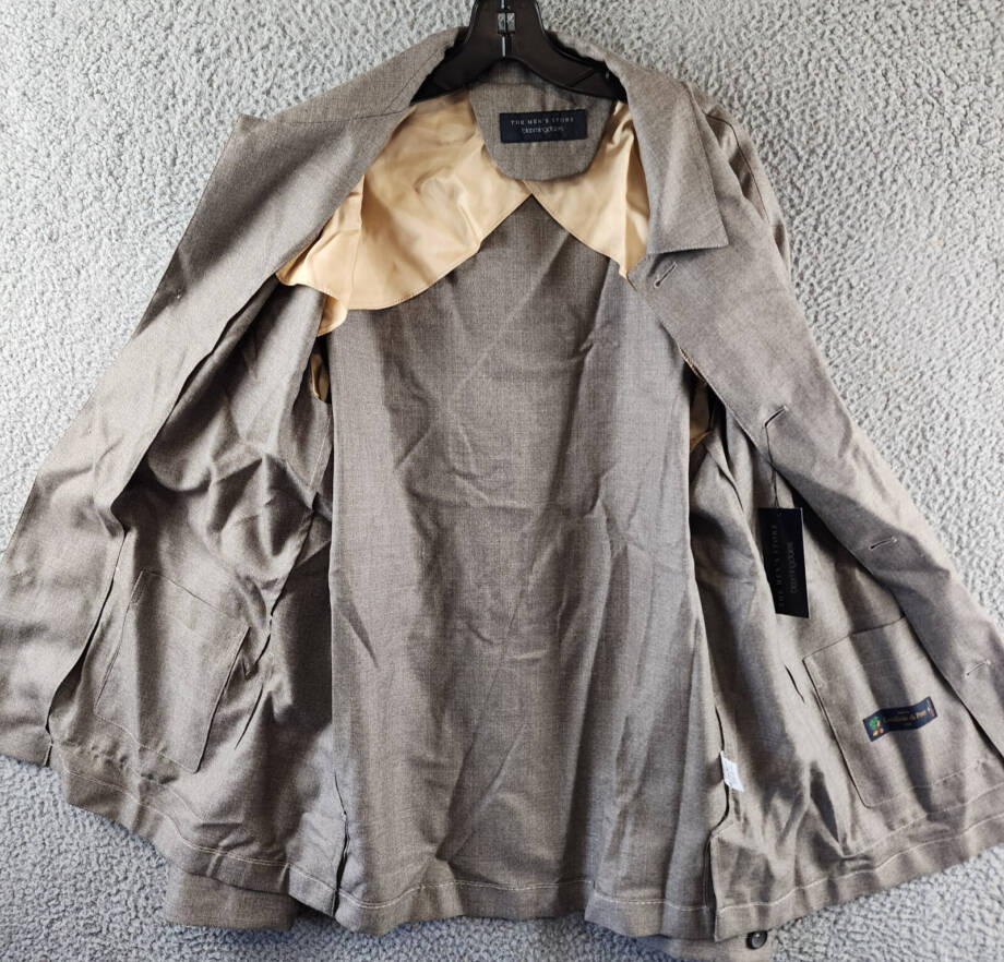 Bloomingdale's Melange Micro Hopsack Chore Jacket Men's 44R Tan Button Closure