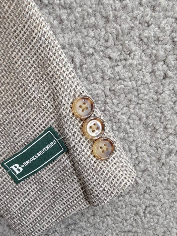 B by Brooks Brothers Classic Stretch Jacket Big Boys 8R Brown/Cream Notch Lapel