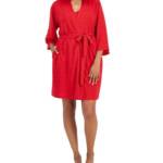 INC International Concepts 2Pc Sparkle Robe & Chemise Womens XS Infrared Sparkle