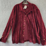 Sefr Lou Velvet Shirt Jacket Women's Medium Red Long Sleeve Button Closure