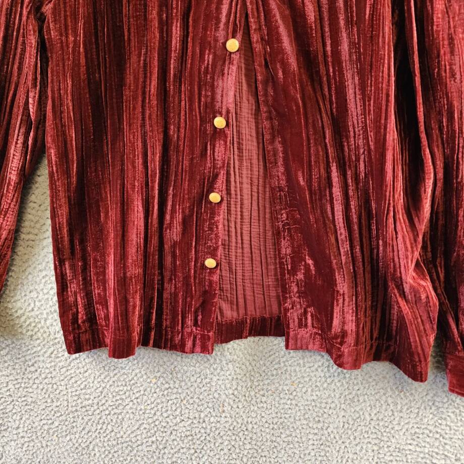 Sefr Lou Velvet Shirt Jacket Women's Medium Red Long Sleeve Button Closure