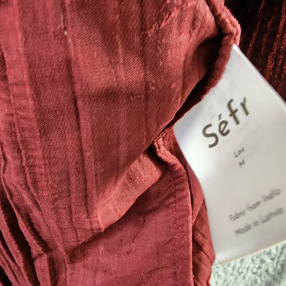 Sefr Lou Velvet Shirt Jacket Women's Medium Red Long Sleeve Button Closure