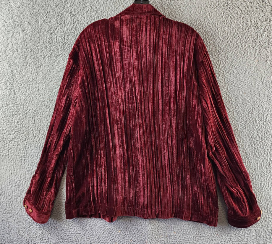 Sefr Lou Velvet Shirt Jacket Women's Medium Red Long Sleeve Button Closure
