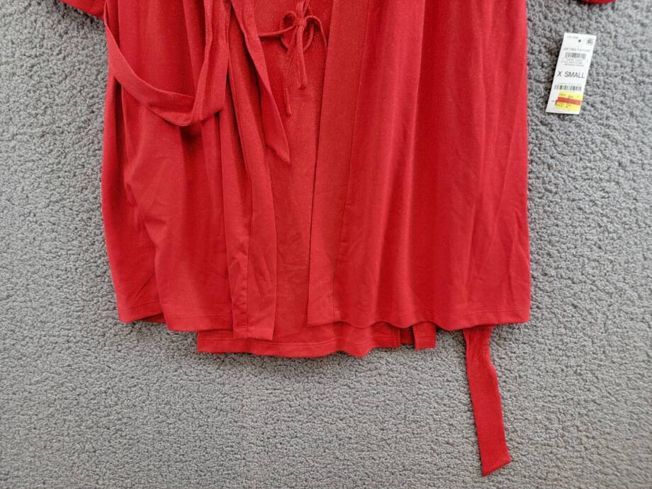 INC International Concepts 2Pc Sparkle Robe & Chemise Womens XS Infrared Sparkle
