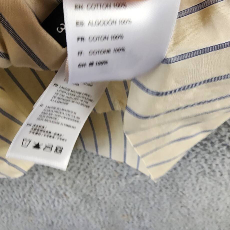 John Elliott Printed Poplin Short Sleeve Shirt Men's L Tan/Blue Button Closure