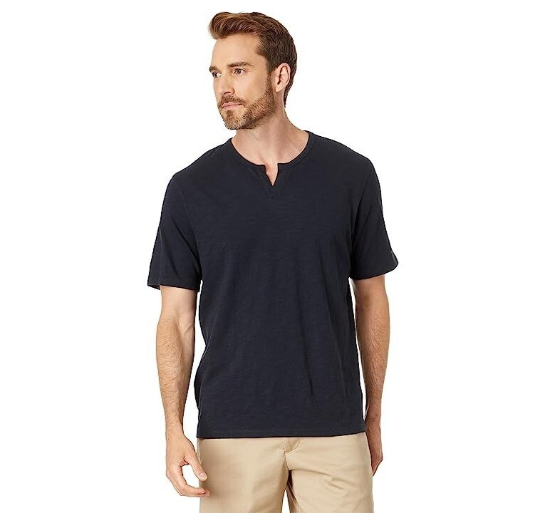 Vince Slub Split Neck Short Sleeve Tee Men's XL Coastal Pullover