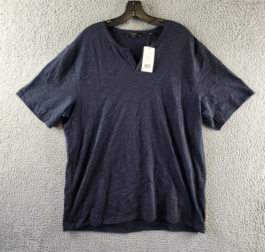Vince Slub Split Neck Short Sleeve Tee Men's XL Coastal Pullover