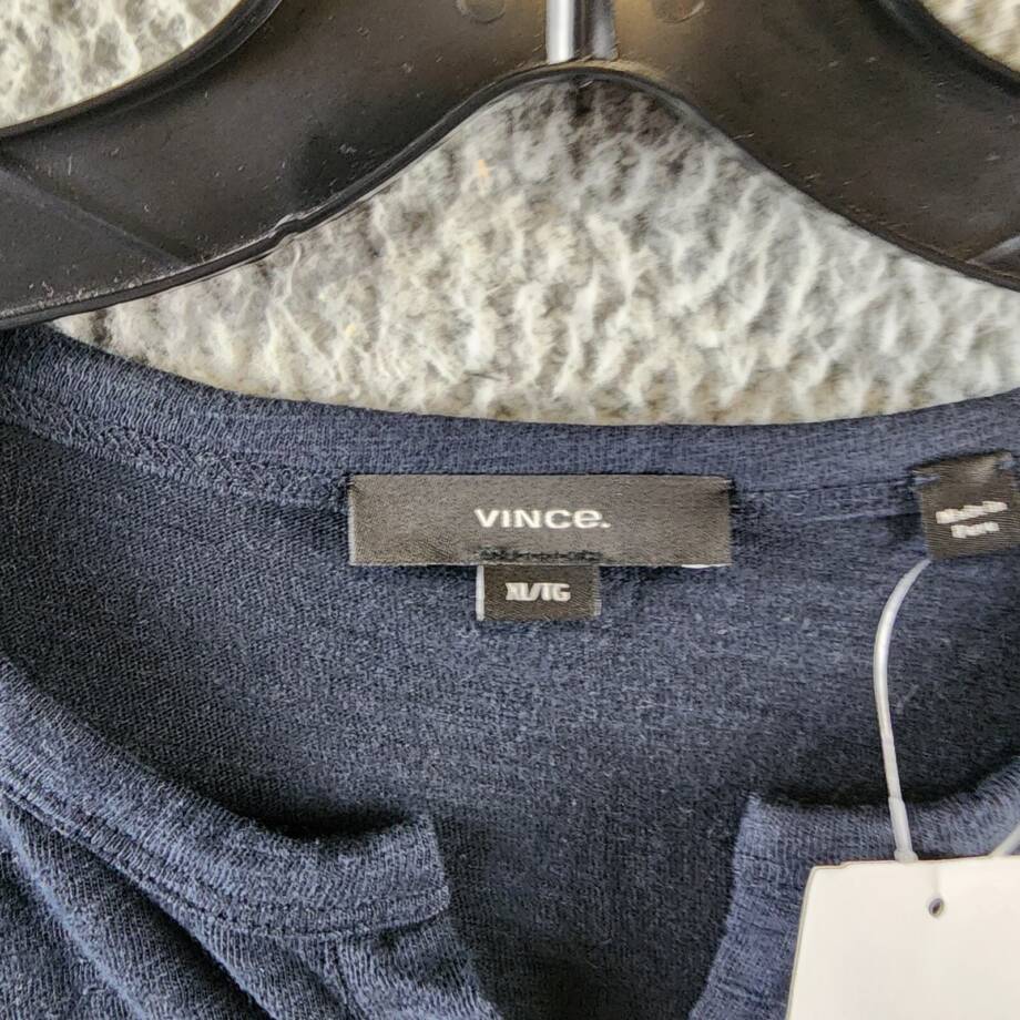 Vince Slub Split Neck Short Sleeve Tee Men's XL Coastal Pullover