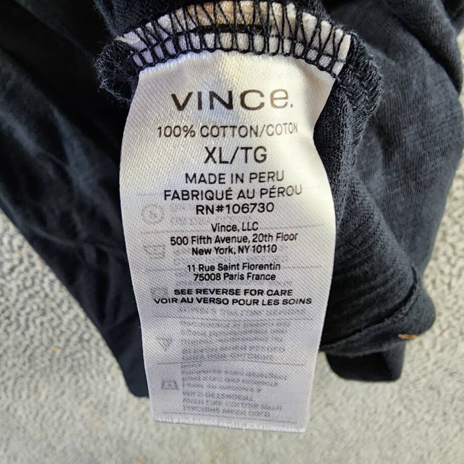 Vince Slub Split Neck Short Sleeve Tee Men's XL Coastal Pullover