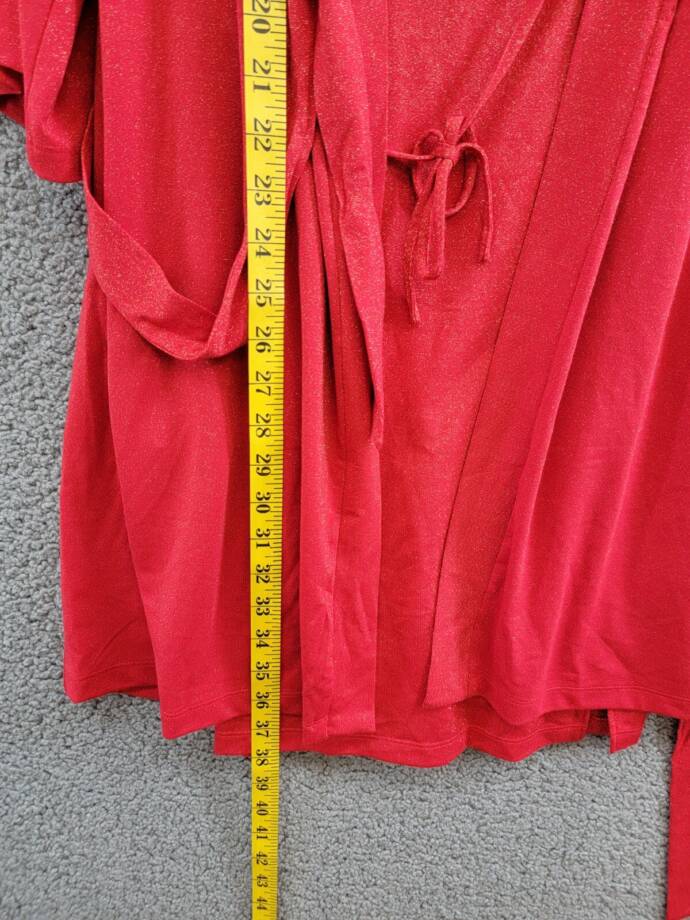 INC International Concepts 2Pc Sparkle Robe & Chemise Womens XS Infrared Sparkle