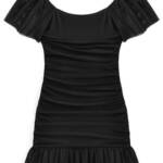 With Jules Ruched Flutter-Sleeve Mesh Dress Big Girls XL Black Square Neck S/S