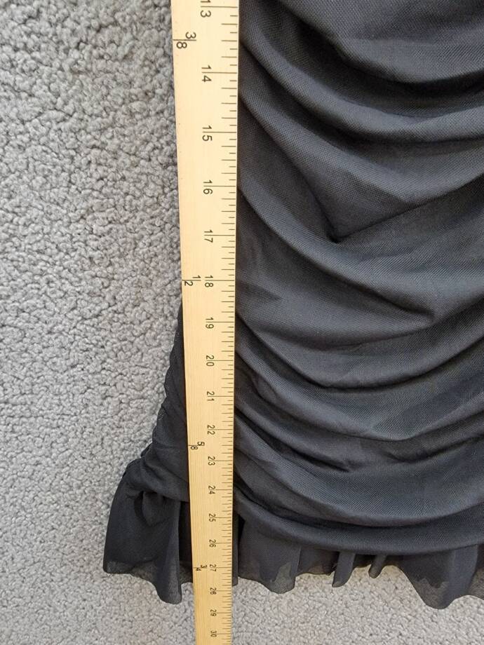 With Jules Ruched Flutter-Sleeve Mesh Dress Big Girls XL Black Square Neck S/S
