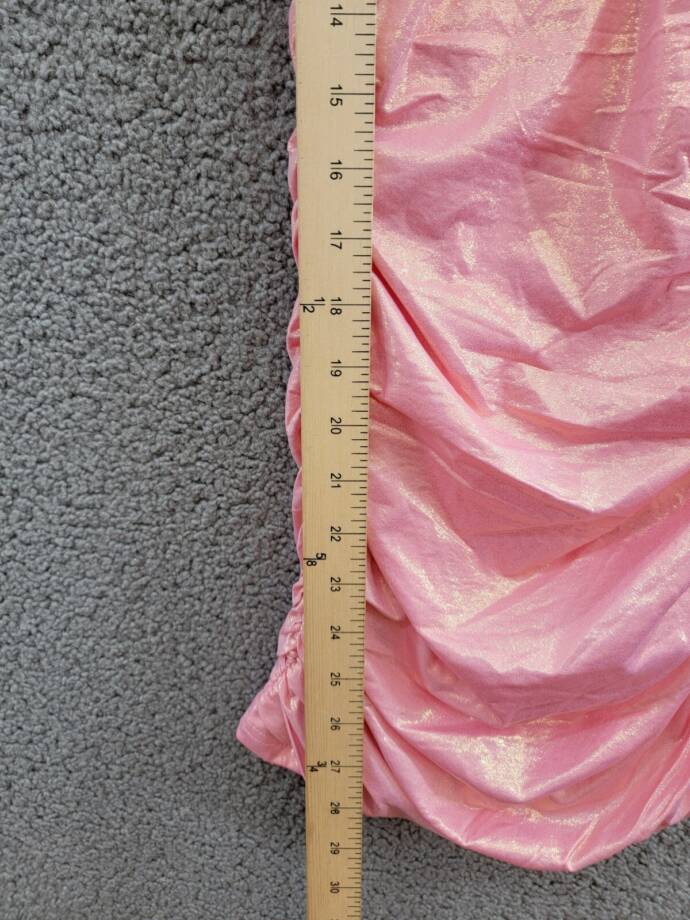 With Jules Metallic Ruched Mini Dress Big Girls L Pastel Pink Surplice Neck