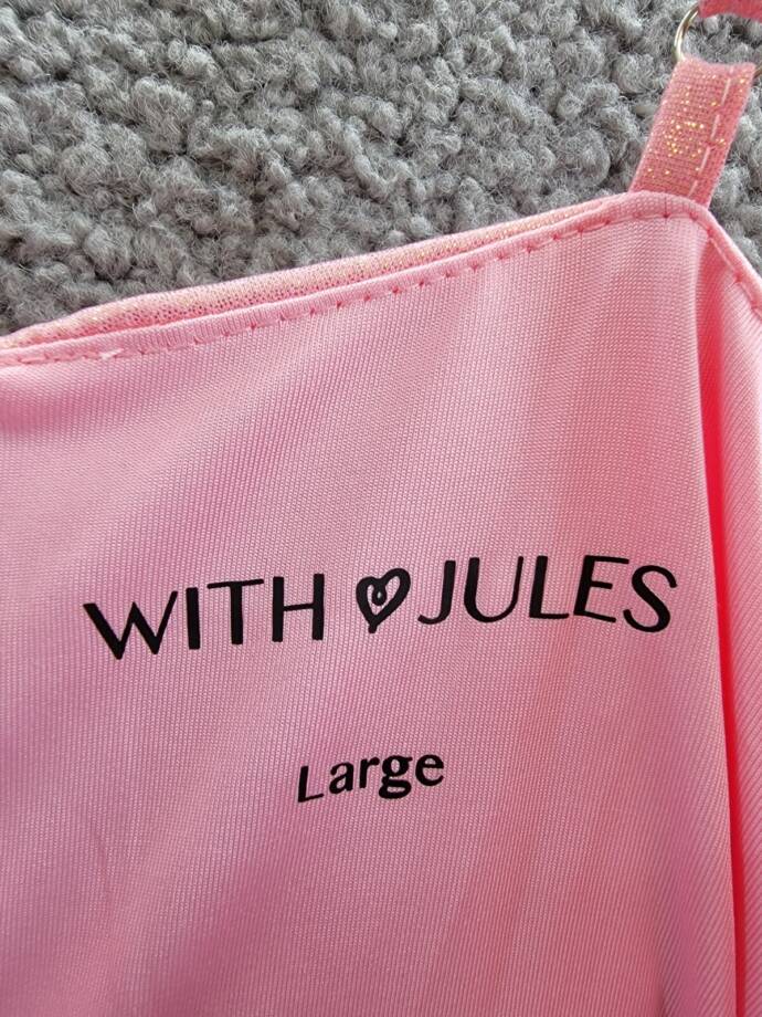 With Jules Metallic Ruched Mini Dress Big Girls L Pastel Pink Surplice Neck