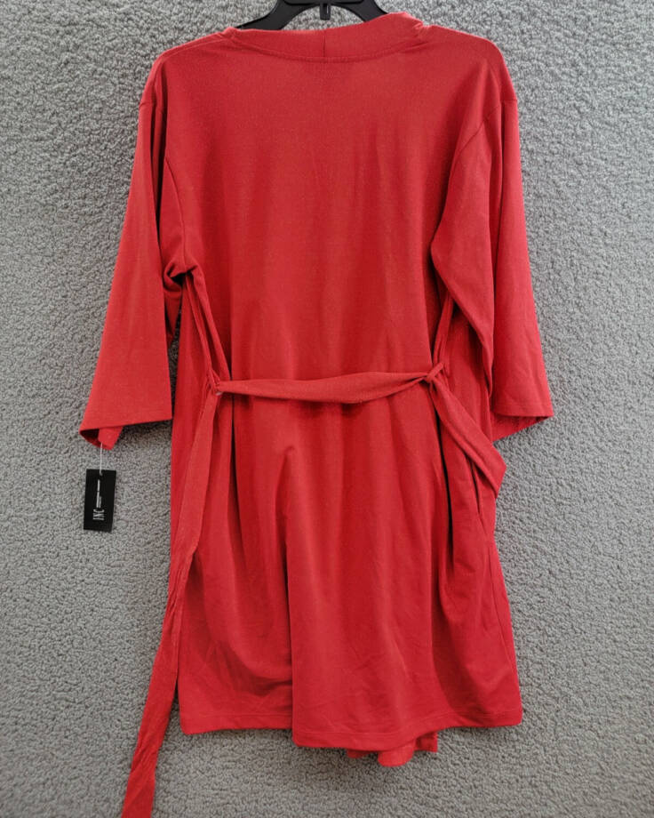 INC International Concepts 2Pc Sparkle Robe & Chemise Womens XS Infrared Sparkle