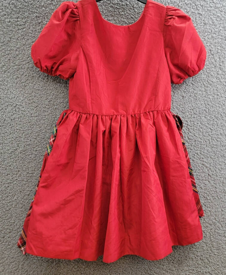 Polo Ralph Lauren Balloon-Sleeve Dress Big Girls 10 Red Button Back Closure S/S