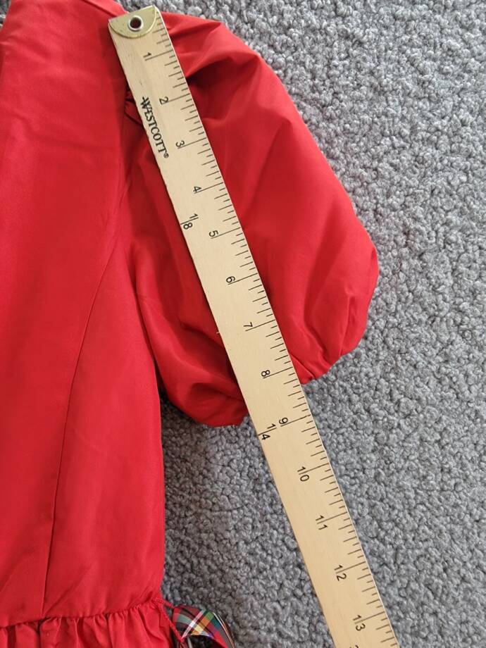 Polo Ralph Lauren Balloon-Sleeve Dress Big Girls 10 Red Button Back Closure S/S