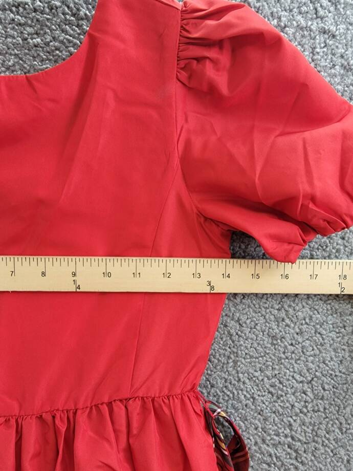 Polo Ralph Lauren Balloon-Sleeve Dress Big Girls 10 Red Button Back Closure S/S