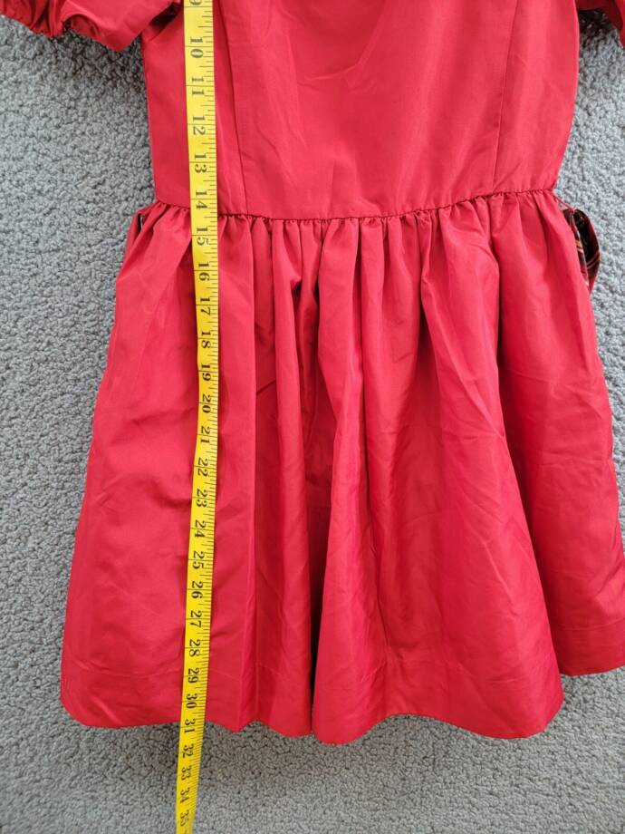 Polo Ralph Lauren Balloon-Sleeve Dress Big Girls 10 Red Button Back Closure S/S