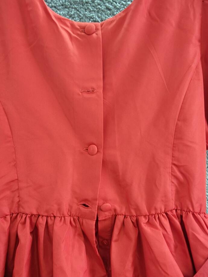 Polo Ralph Lauren Balloon-Sleeve Dress Big Girls 10 Red Button Back Closure S/S