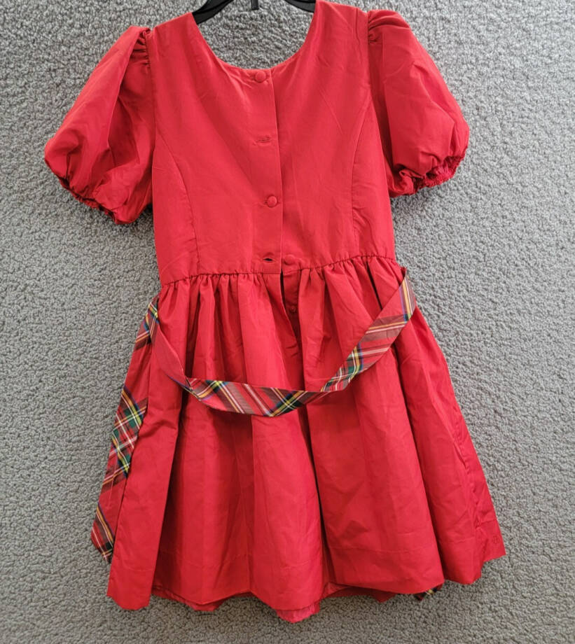 Polo Ralph Lauren Balloon-Sleeve Dress Big Girls 10 Red Button Back Closure S/S