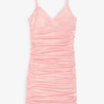 With Jules Metallic Ruched Mini Dress Big Girls S Pastel Pink Surplice Neck